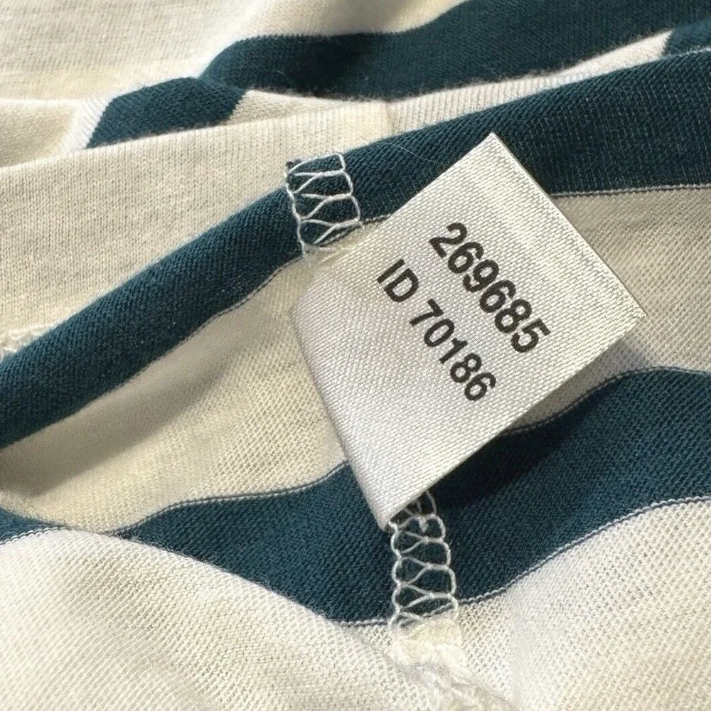 Ann Taylor LOFT Womens Green White Striped Scoop‎ Neck Long Sleeve Top Size M